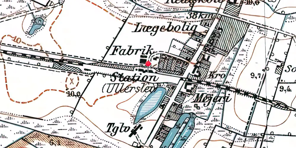 Historisk kort over Ullerslev Teknisk Station