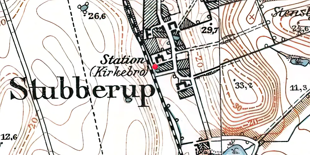 Historisk kort over Kirkebro Trinbræt