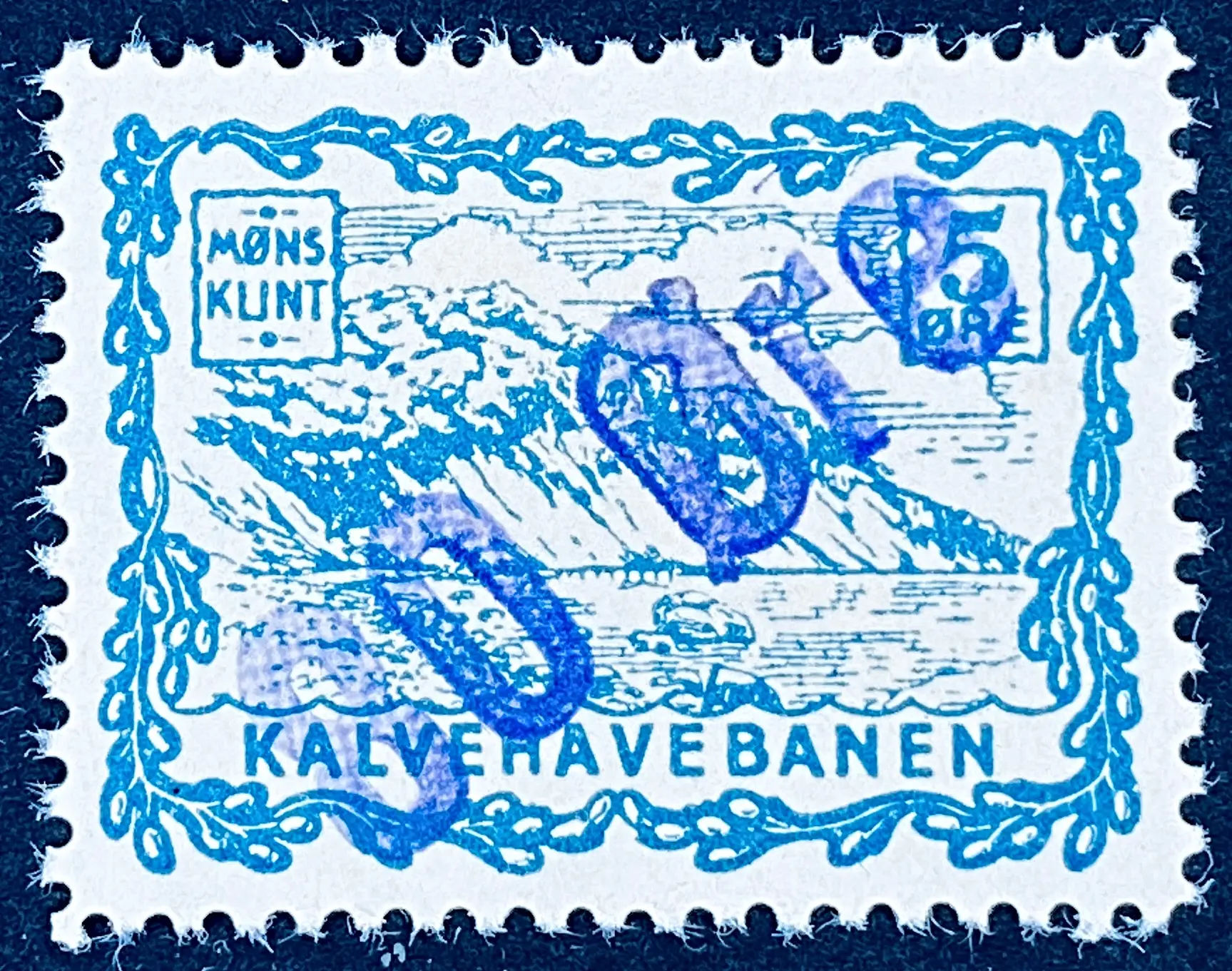 KB 34 - Provisorium (overtryk) 80 Øre på 5 Øre - Gråblå.