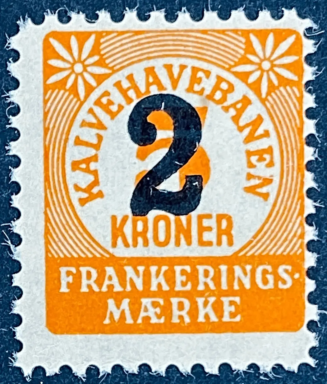 KB F3 - Provisorium (overtryk) 2 Kroner på 5 Kroner - Orange.