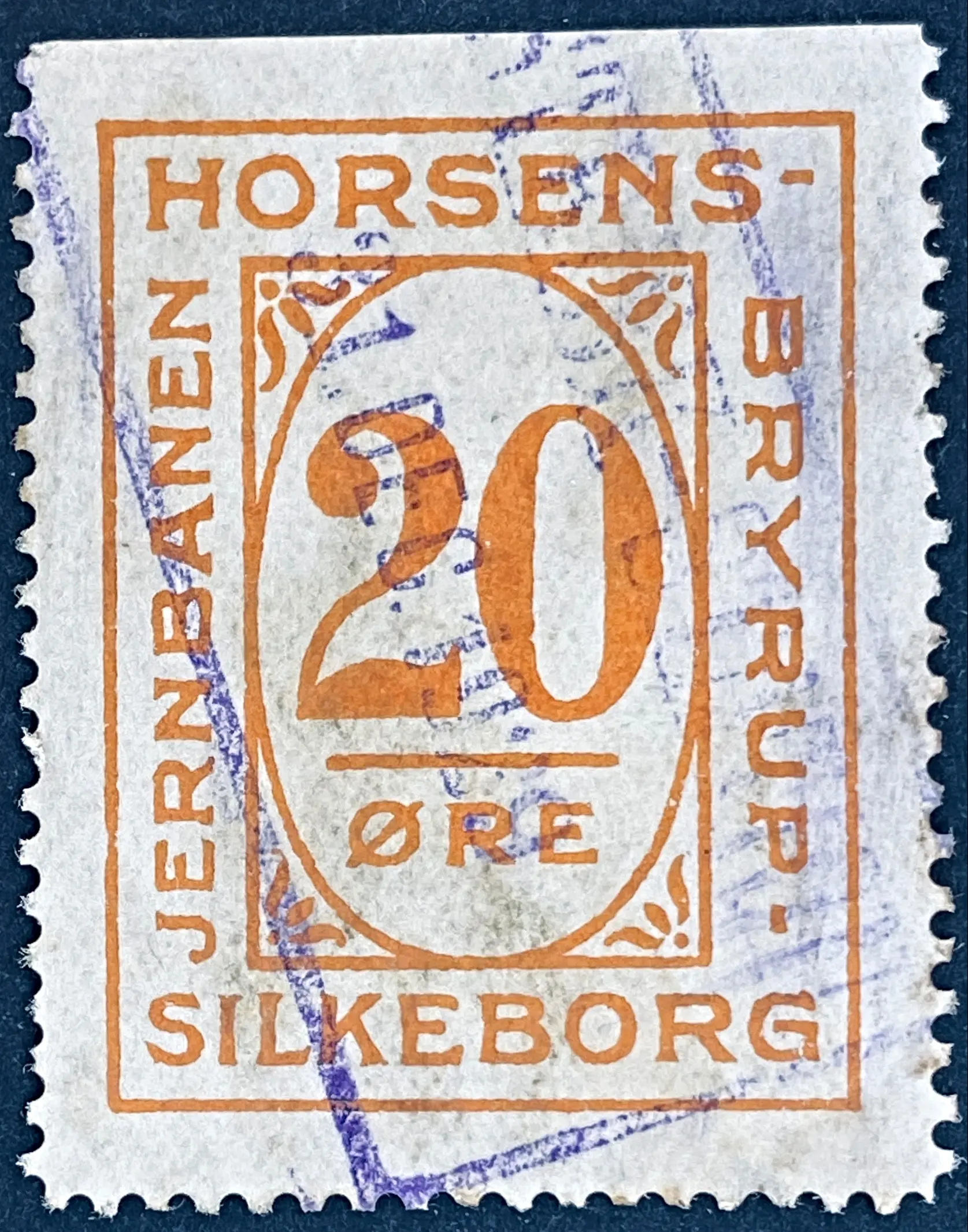 HBS 17 - 20 Øre - Orange - stemplet på Østbirk Station (Øb).