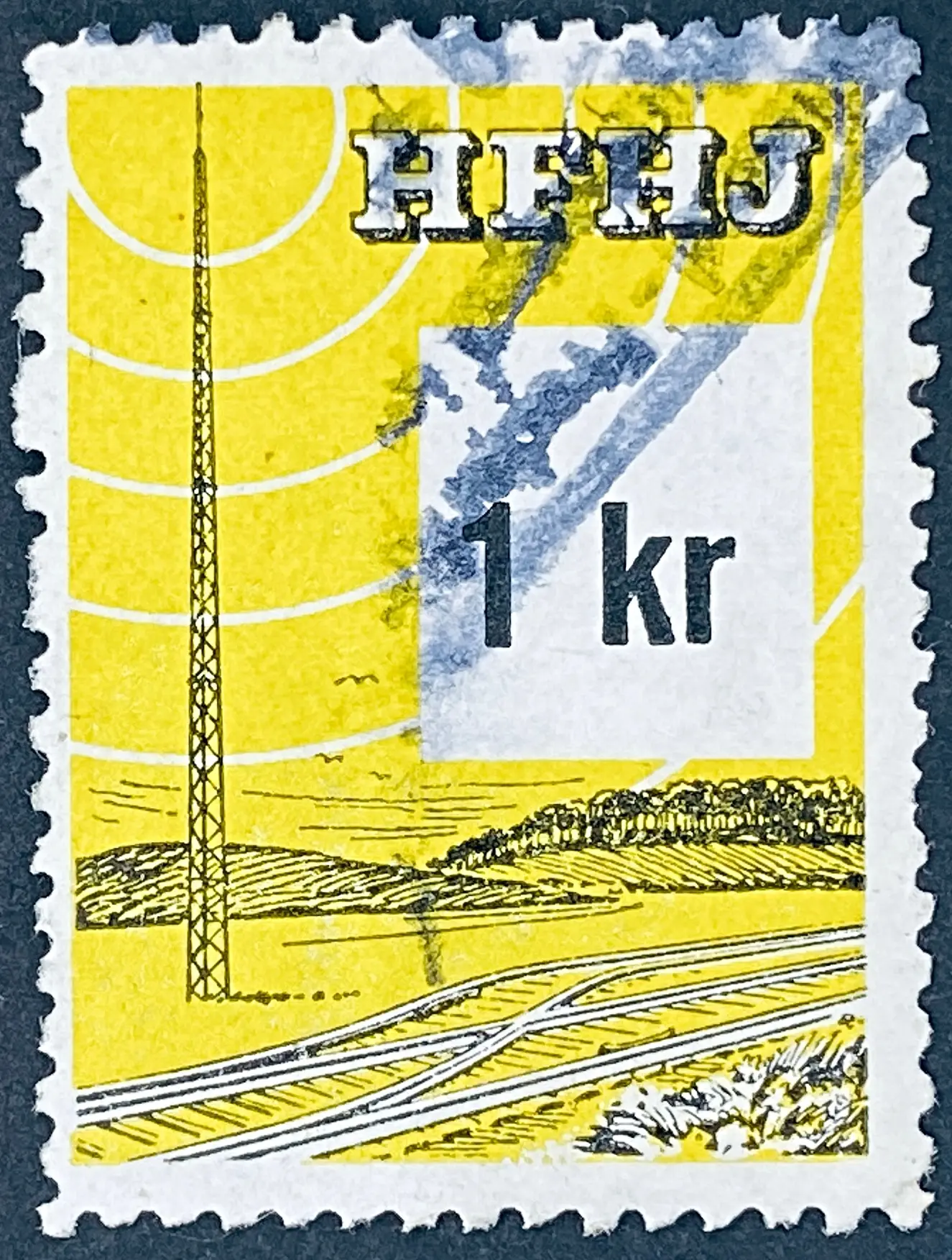 HFHJ 174 - 1<sup>00</sup> Kroner Motiv: Radiomast - Gul og Sort.