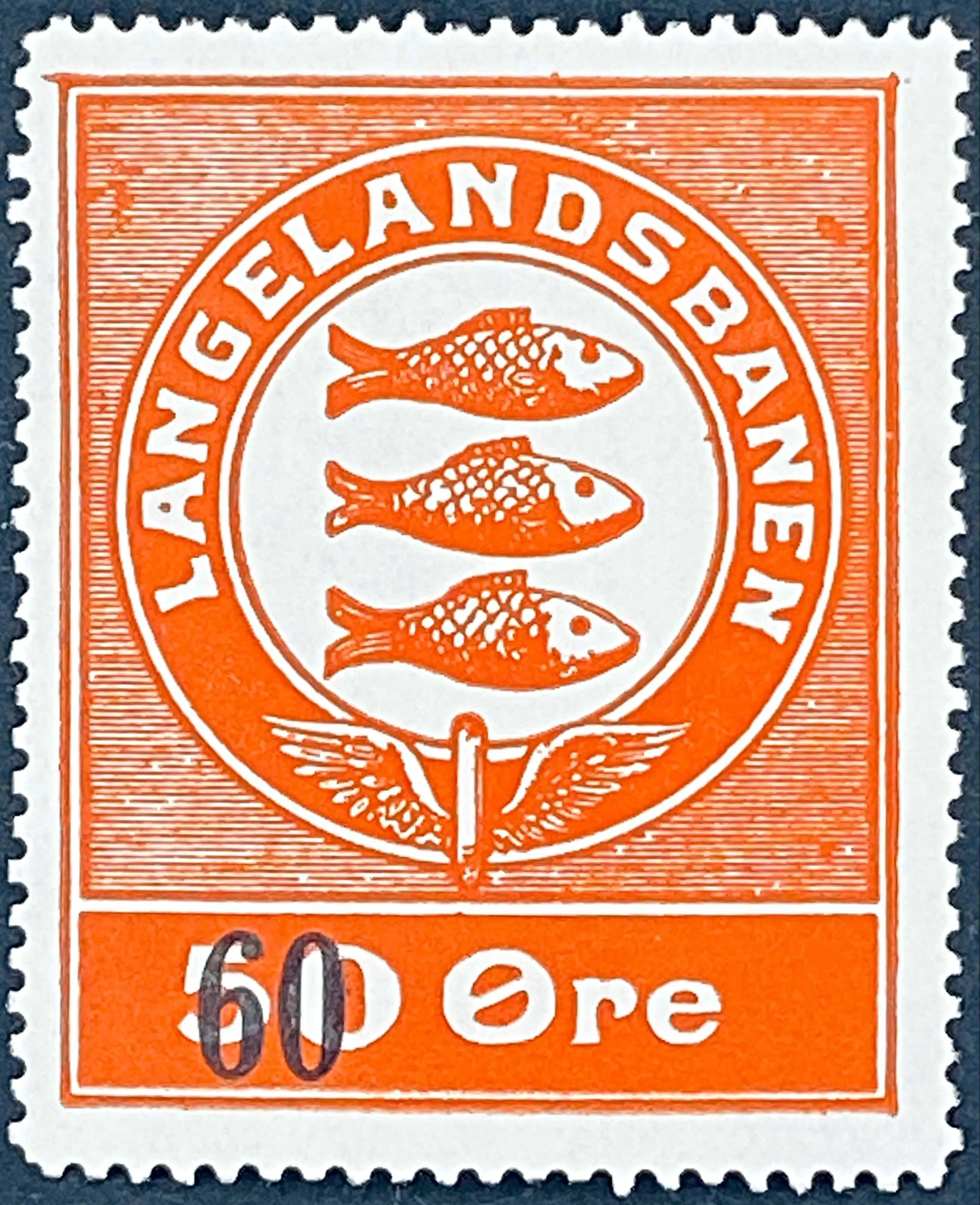 LB 25 - Provisorium (overtryk) 600 Øre sort bogtryk på 50 Øre Motiv: Rudkøbings byvåben - Rød. LB 25 - Provisorium (overtryk) 600 Øre sort bogtryk på 50 Øre Motiv: Rudkøbings byvåben - Rød.