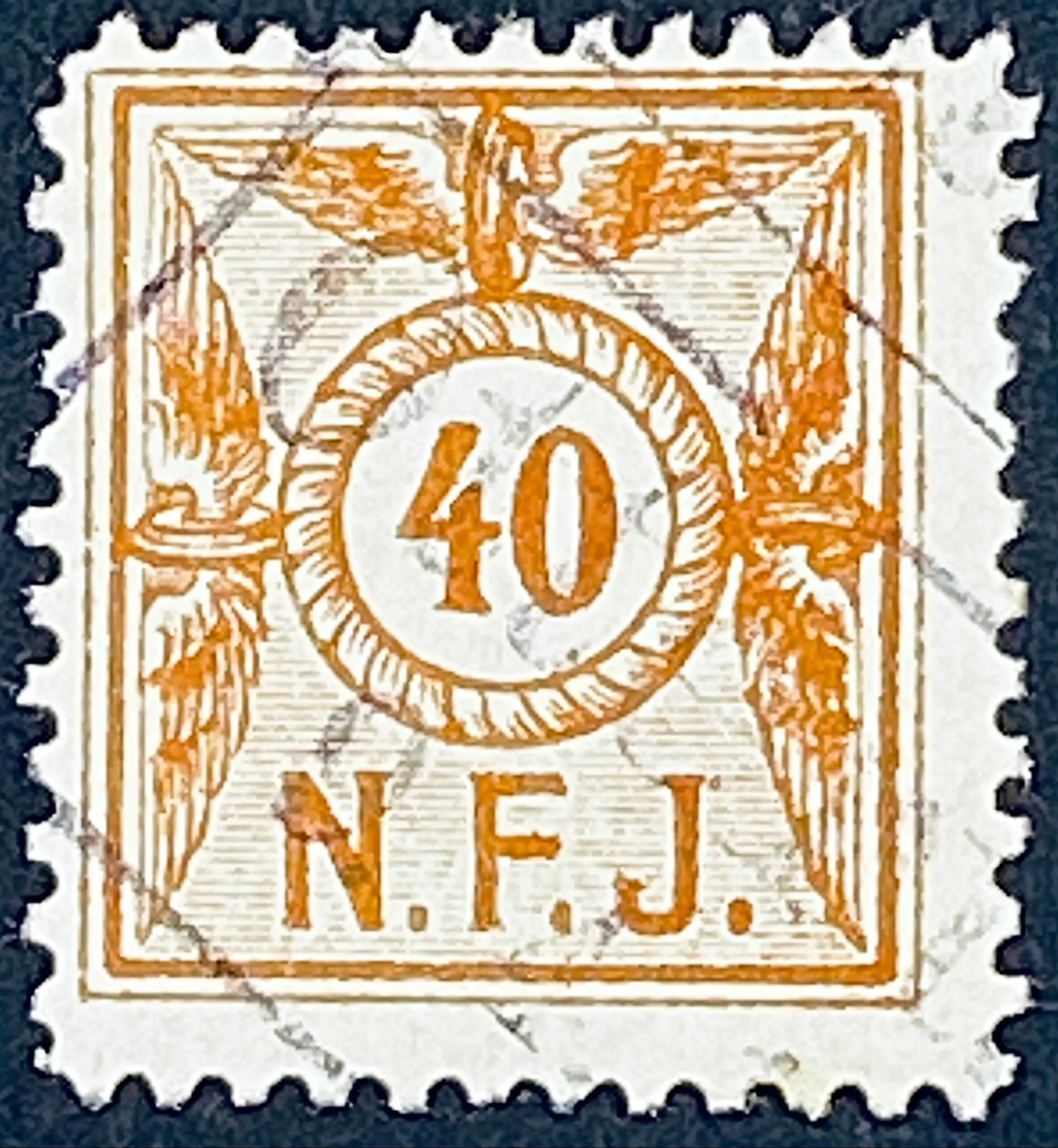 NFJ F4 - 50 Øre - Brun - stemplet på Otterup Station (Ot).