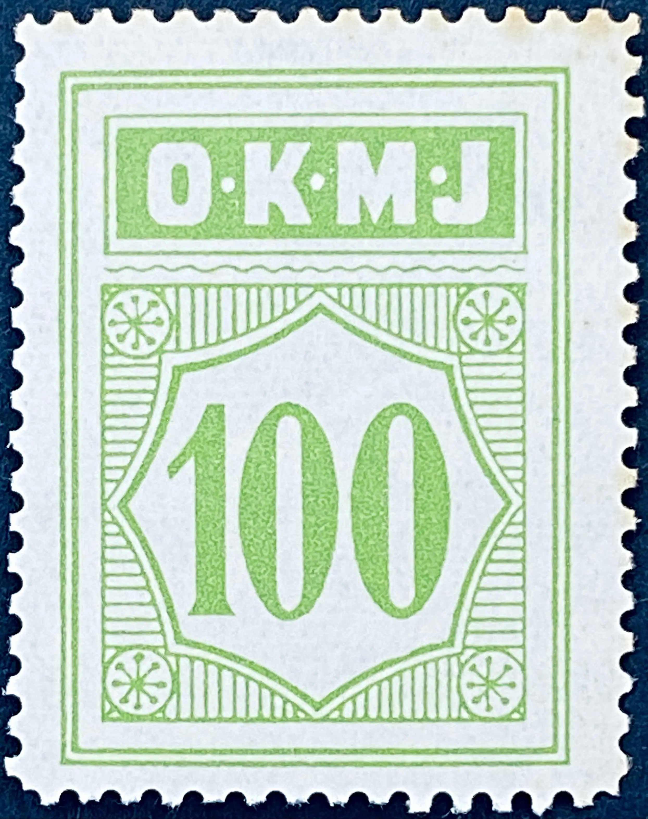 OKMJ 43 - 100 Øre - Lysegrøn.