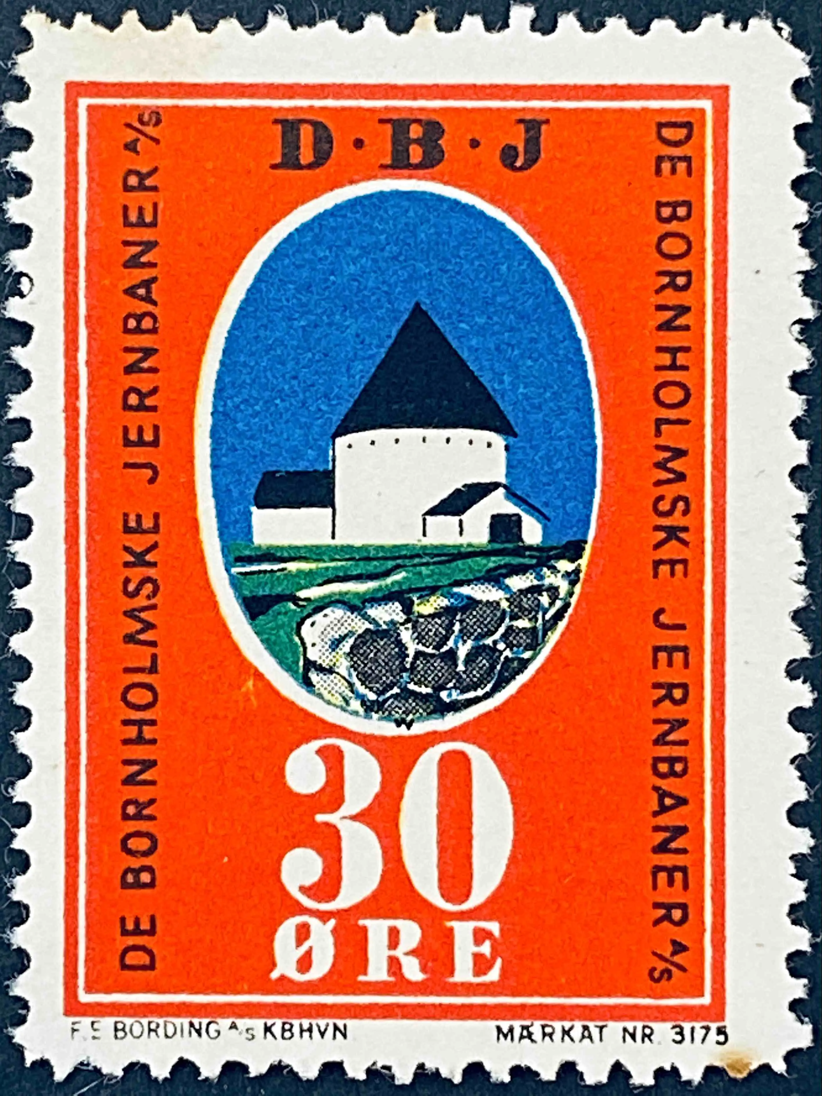 DBJ 9 - 30 Øre - Flerfarvet - trykkeri: F. E. Bording med mærke nummer: 3175.