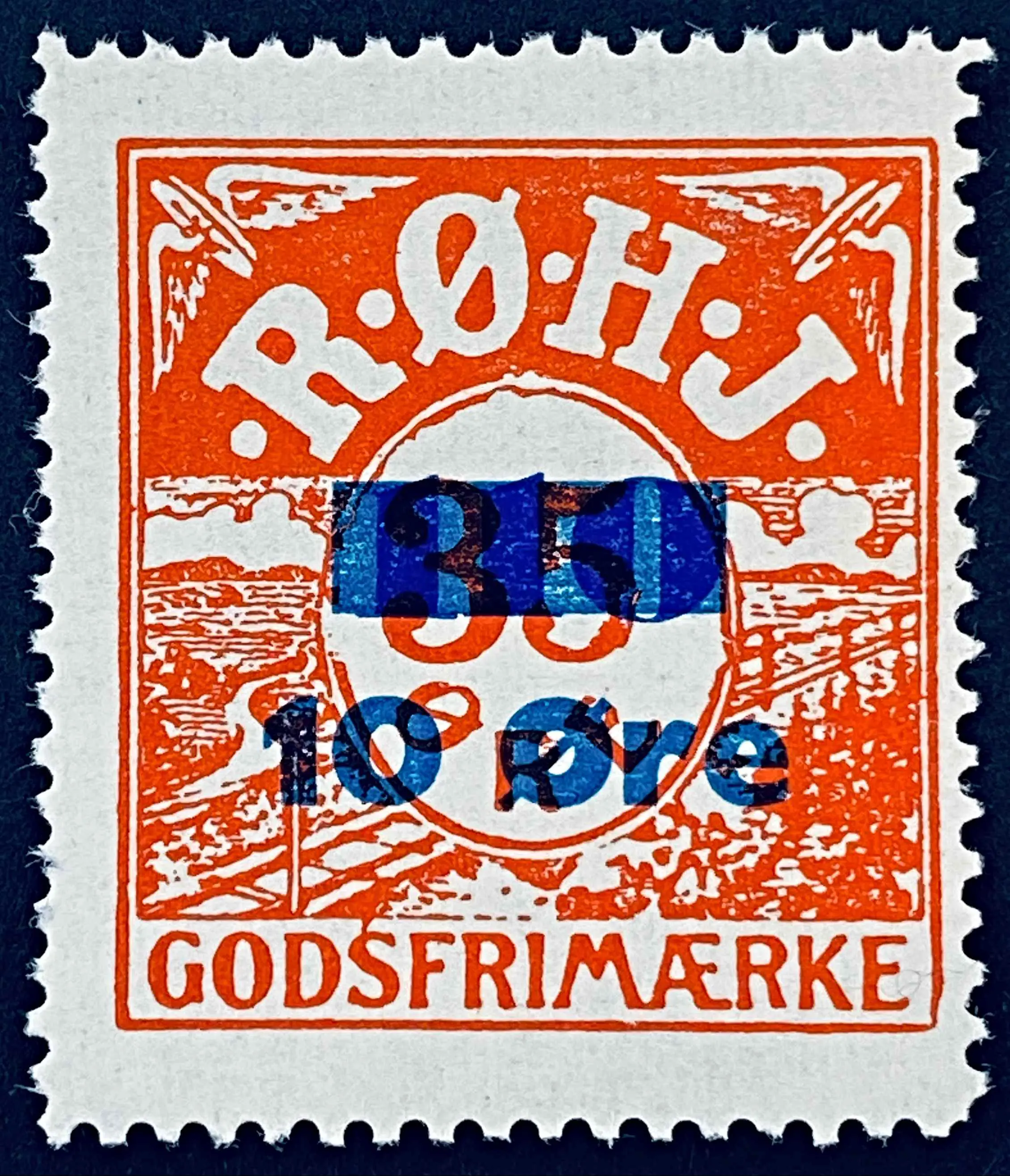RØHJ 34A - Provisorium (overtryk) 10 Øre blåligt bogtryk på 35 Øre - Rød nuance. RØHJ 34A - Provisorium (overtryk) 10 Øre blåligt bogtryk på 35 Øre - Rød nuance.