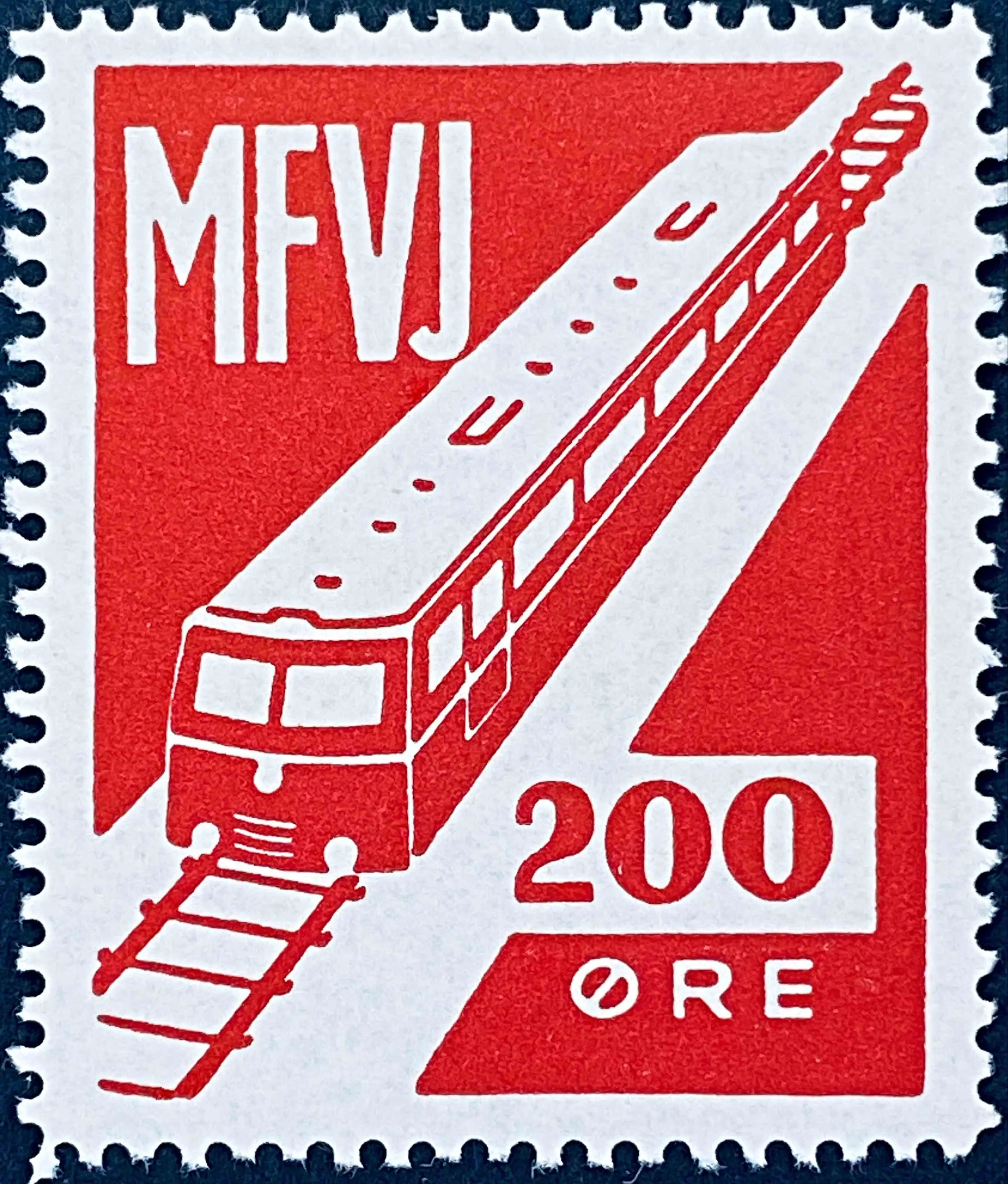 MFVJ 30 - 200 Øre Motiv: Skinnebus - Rød.