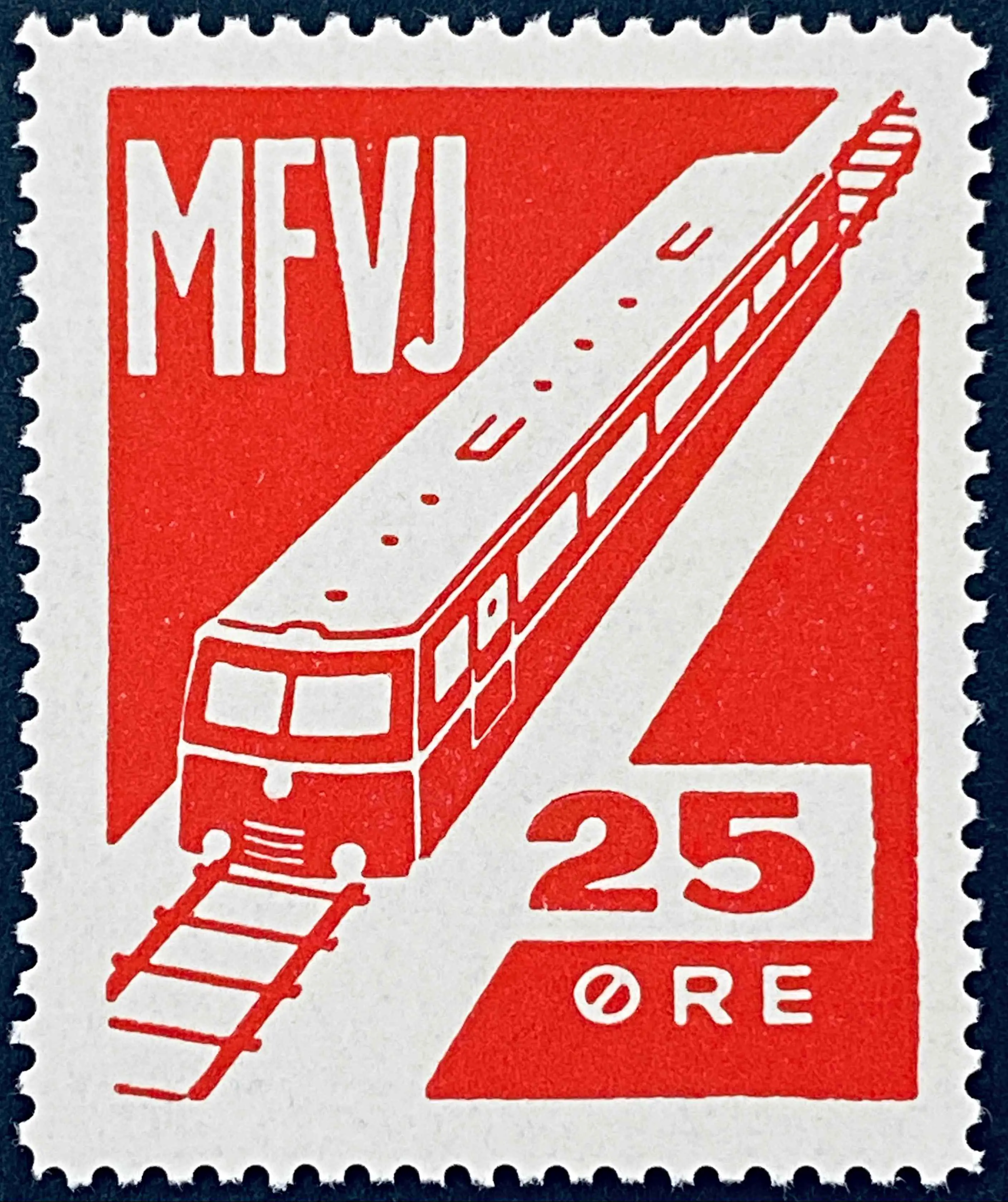 MFVJ 32 - 25 Øre Motiv: Skinnebus - Rød.