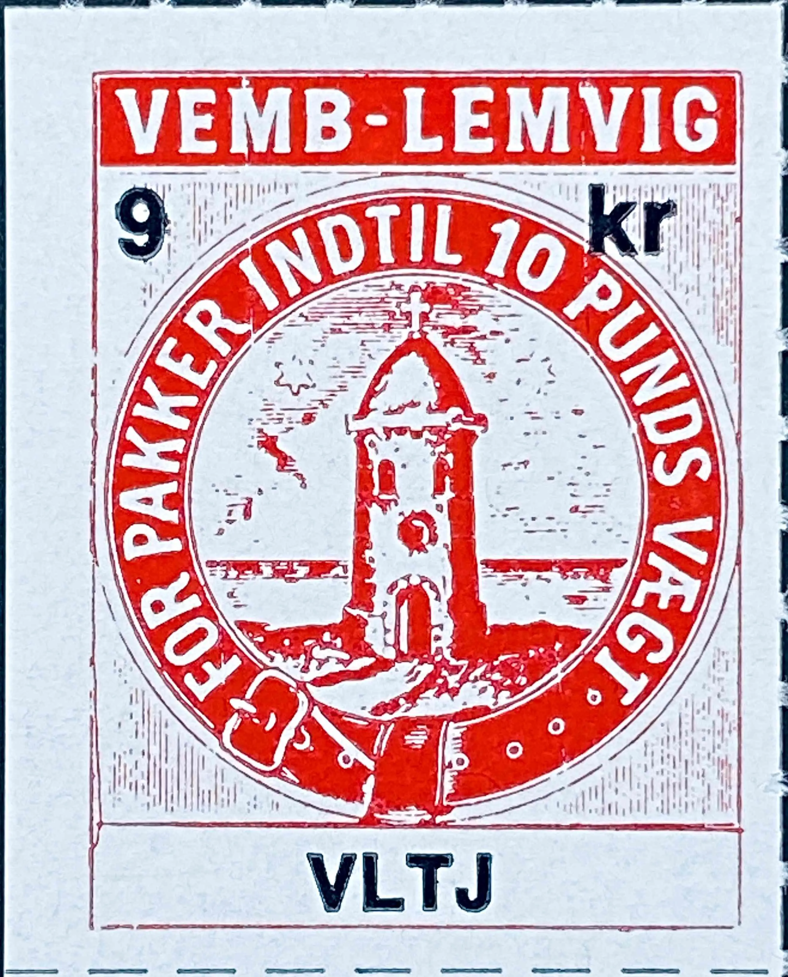 VLTJ 86A - 9 Kroner Motiv: Lemvig Fyr - Rød.