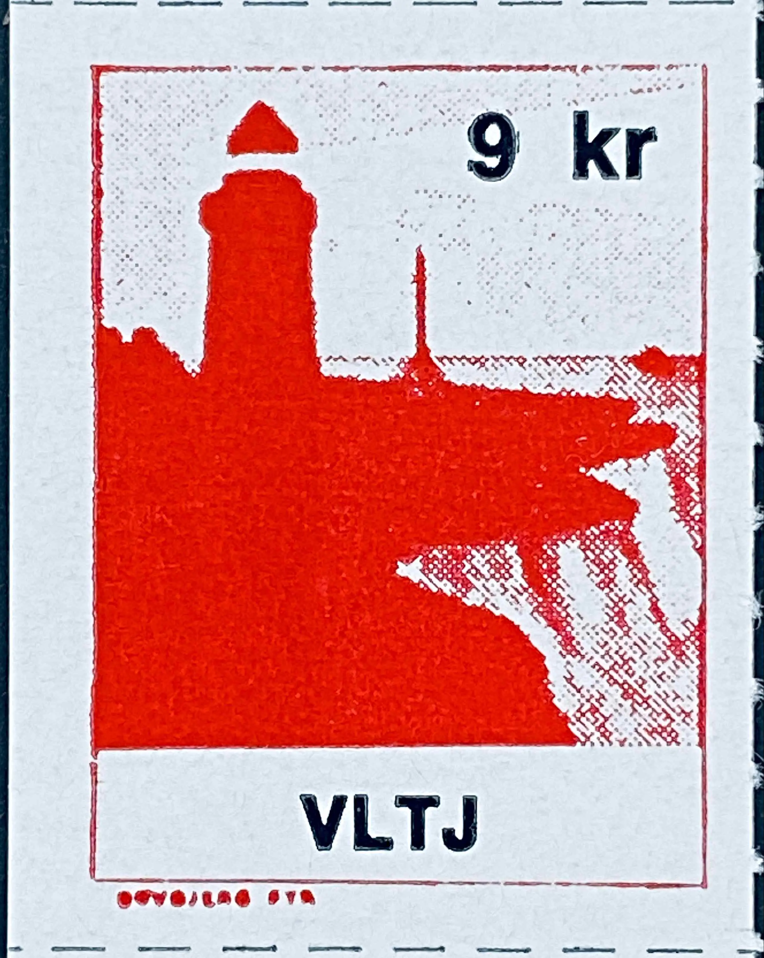 VLTJ 86C - 9 Kroner Motiv: Bovbjerg Fyr - Rød.