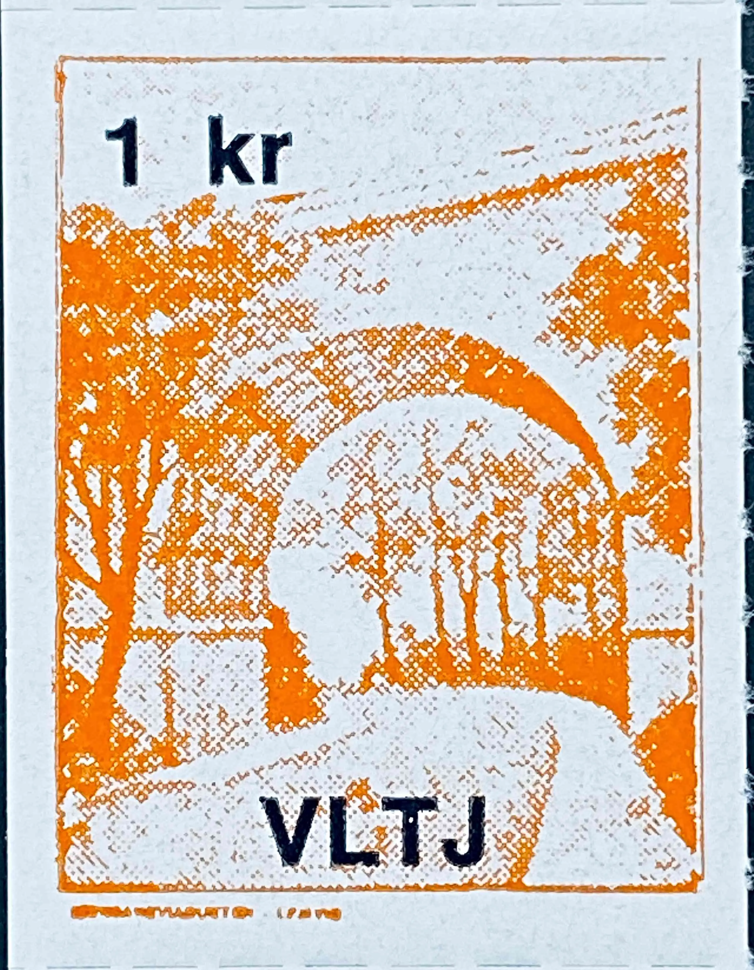 VLTJ 88B - 1 Kroner Motiv: Jernbaneviadukt i Lemvig - Orange.