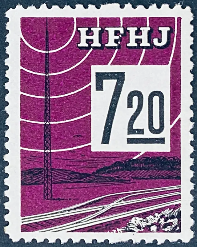 HFHJ 147 - 7<sup>20</sup> Kroner Motiv: Radiomast - Lilla. HFHJ 147 - 7<sup>20</sup> Kroner Motiv: Radiomast - Lilla.