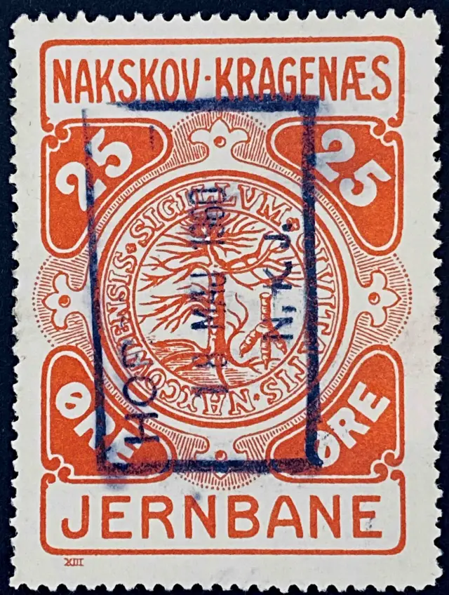 NKJ 3A - 25 Øre - Rød - stemplet på Horslunde Station. NKJ 3A - 25 Øre - Rød - stemplet på Horslunde Station.