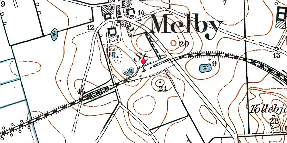 Historisk kort over Melby Trinbræt Historisk kort over Melby Trinbræt