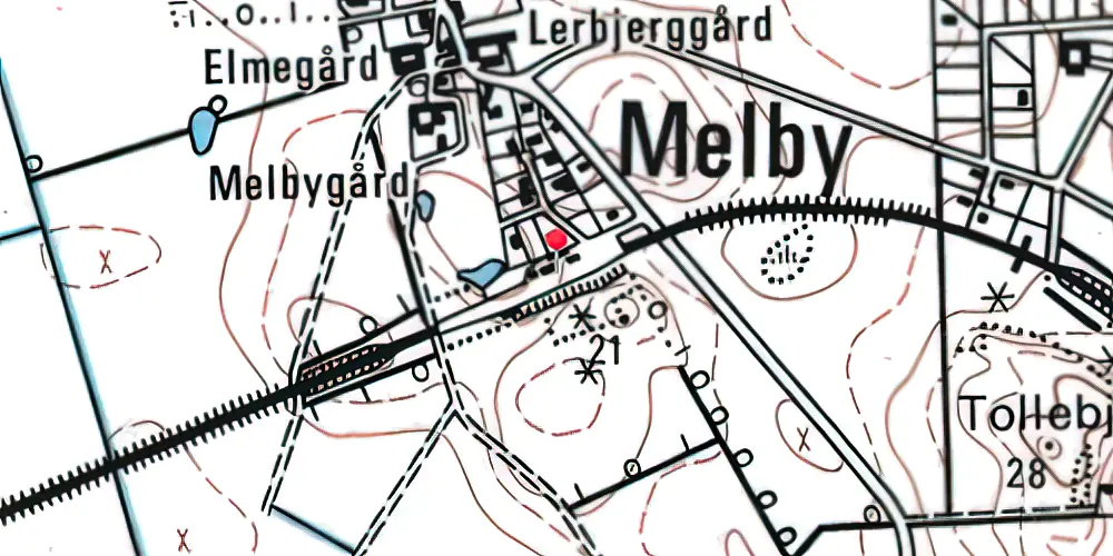 Historisk kort over Melby Trinbræt Historisk kort over Melby Trinbræt