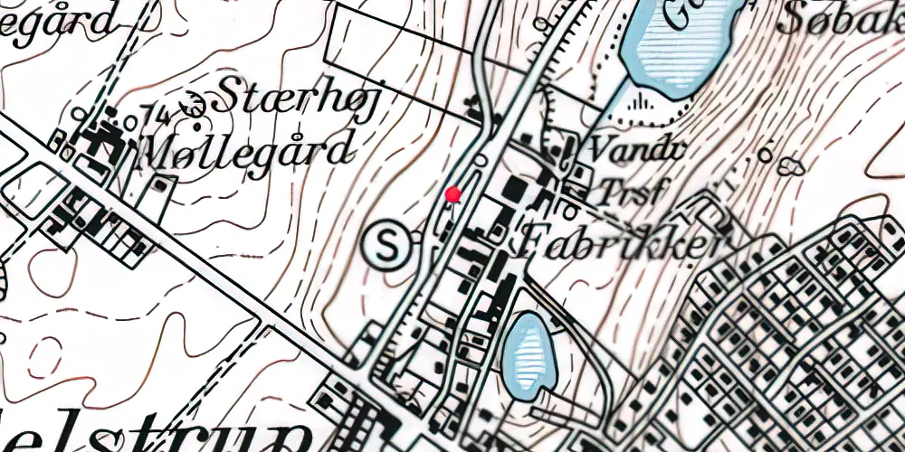 Historisk kort over Mundelstrup Trinbræt med Sidespor Historisk kort over Mundelstrup Trinbræt med Sidespor