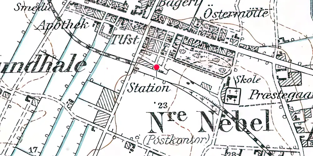 Historisk kort over Nørre Nebel Station