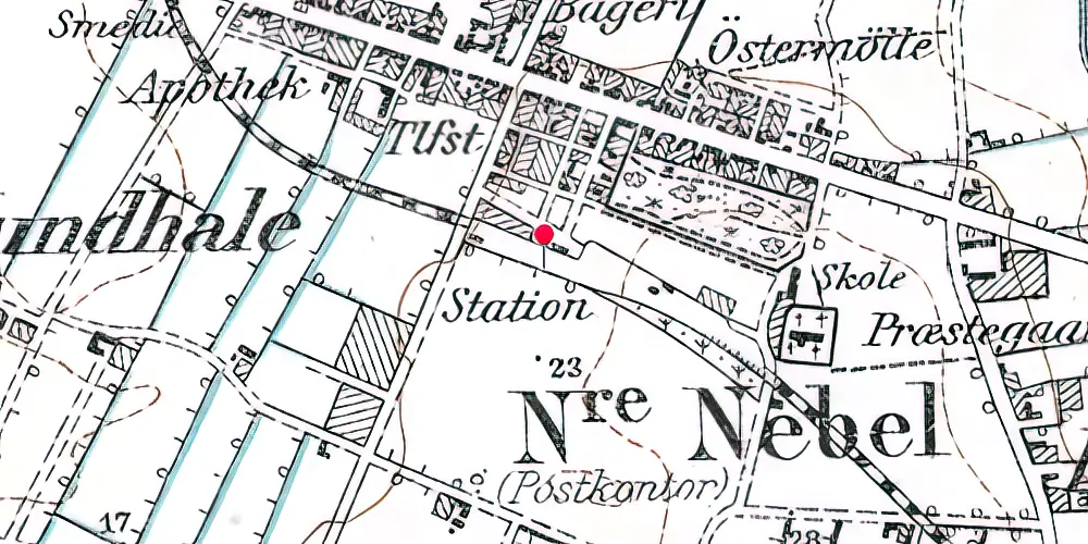 Historisk kort over Nørre Nebel Station Historisk kort over Nørre Nebel Station