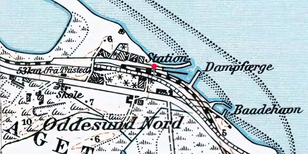 Historisk kort over Oddesund Nord Trinbræt