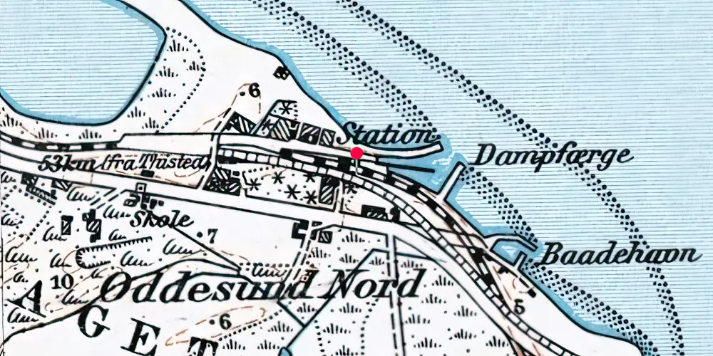 Historisk kort over Oddesund Nord Trinbræt Historisk kort over Oddesund Nord Trinbræt