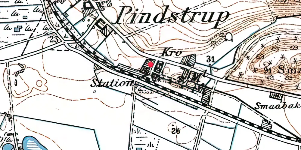 Historisk kort over Pindstrup Station Historisk kort over Pindstrup Station