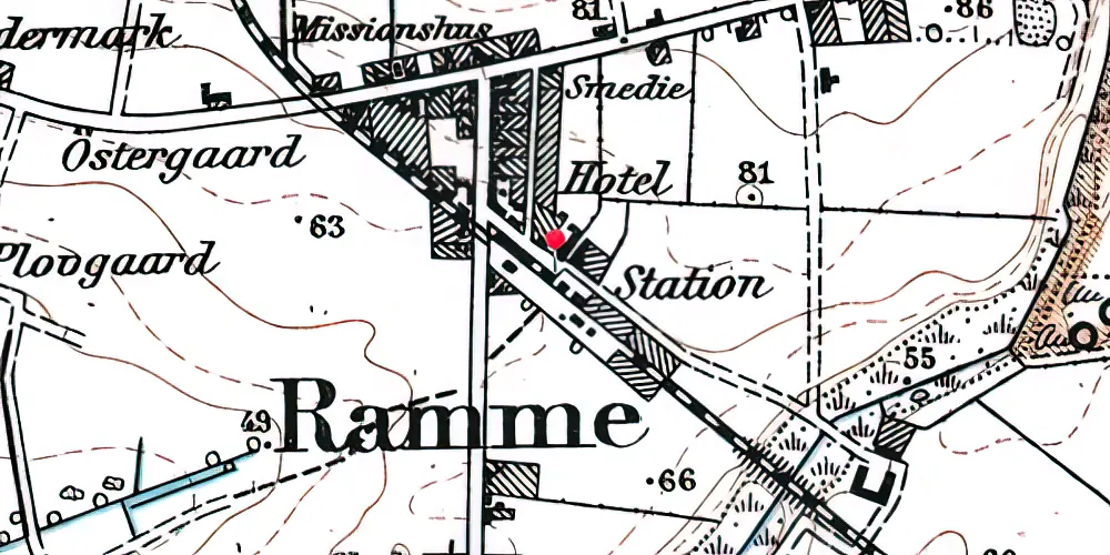 Historisk kort over Ramme Station