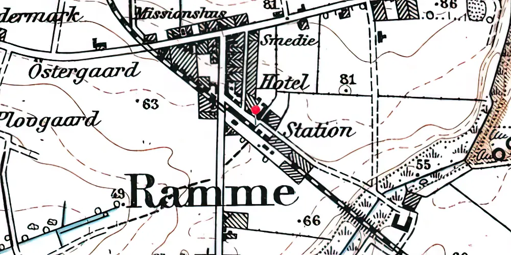 Historisk kort over Ramme Station Historisk kort over Ramme Station