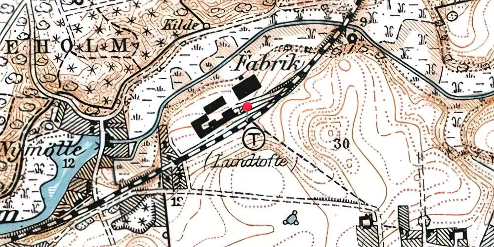 Historisk kort over Ravnholm Holdeplads