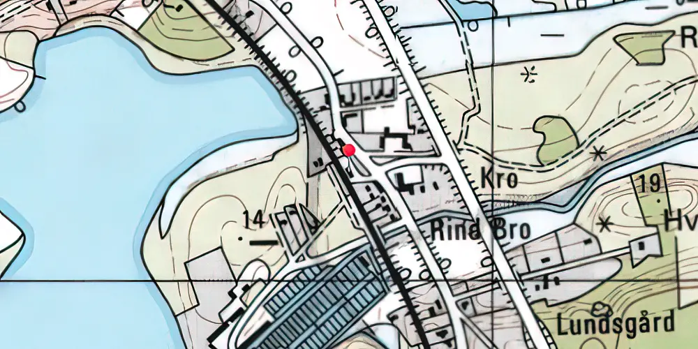 Historisk kort over Rindsholm Billetsalgssted Historisk kort over Rindsholm Billetsalgssted