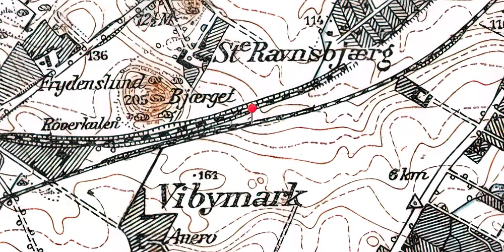 Historisk kort over Rosenhøj Trinbræt