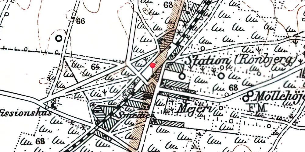 Historisk kort over Rønbjerg Station Historisk kort over Rønbjerg Station