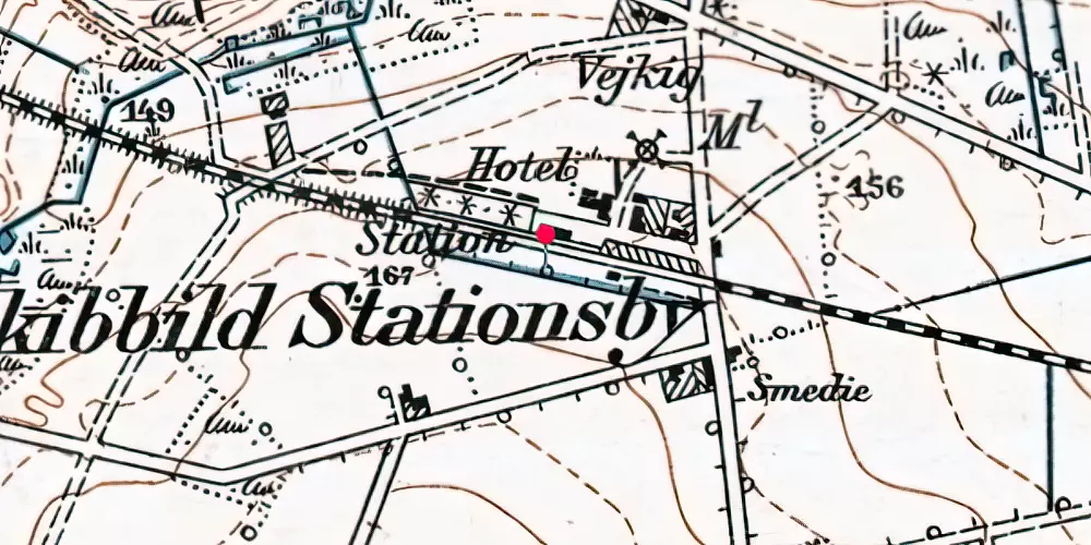 Historisk kort over Skibbild Teknisk Station Historisk kort over Skibbild Teknisk Station