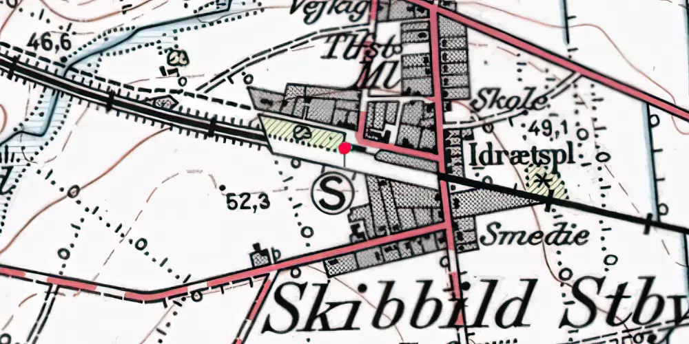 Historisk kort over Skibbild Teknisk Station Historisk kort over Skibbild Teknisk Station