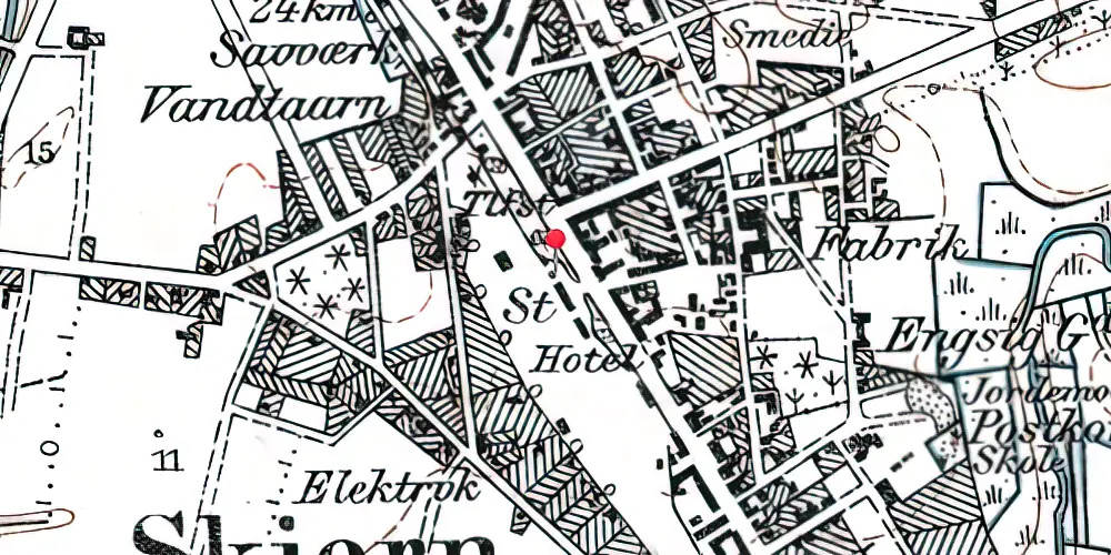 Historisk kort over Skjern Station Historisk kort over Skjern Station