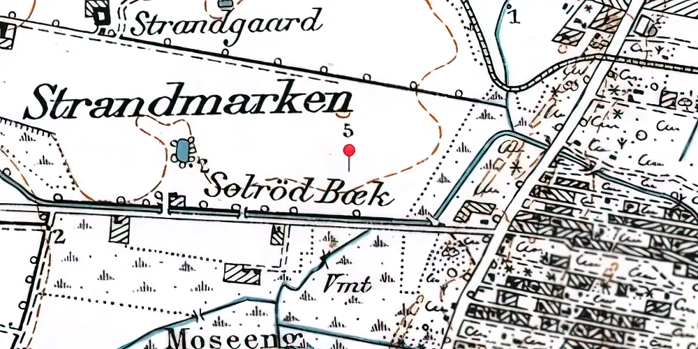 Historisk kort over Solrød Strand S-togstrinbræt Historisk kort over Solrød Strand S-togstrinbræt