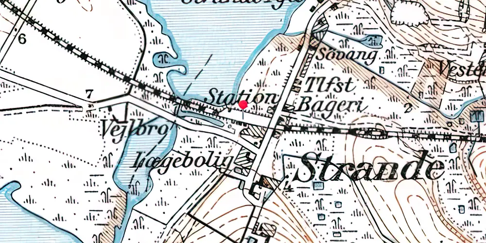 Historisk kort over Strande Station Historisk kort over Strande Station