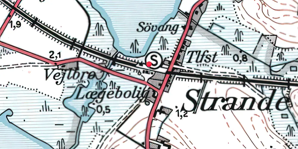 Historisk kort over Strande Station Historisk kort over Strande Station