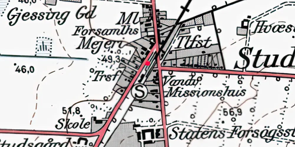 Historisk kort over Studsgård Trinbræt Historisk kort over Studsgård Trinbræt