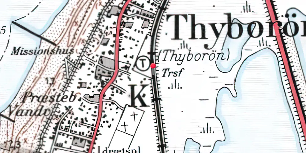 Historisk kort over Thyborøn Kirke Trinbræt Historisk kort over Thyborøn Kirke Trinbræt