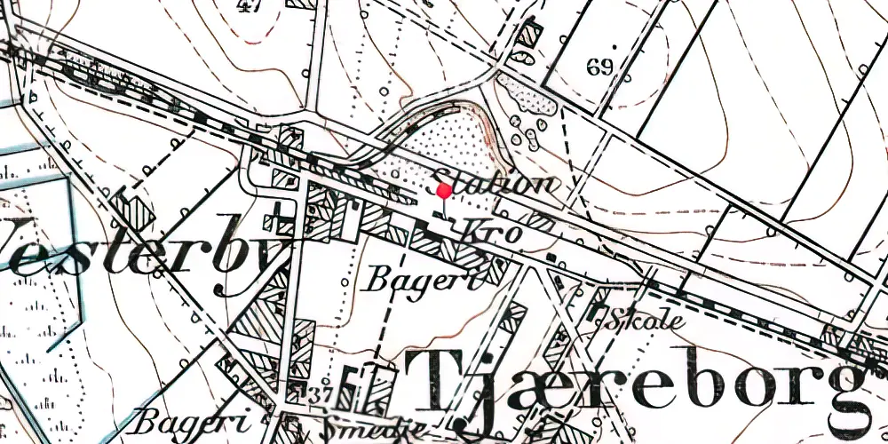 Historisk kort over Tjæreborg Station Historisk kort over Tjæreborg Station
