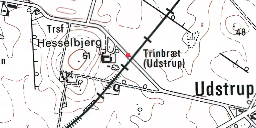 Historisk kort over Udstrup Trinbræt Historisk kort over Udstrup Trinbræt