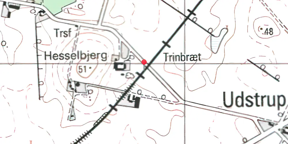 Historisk kort over Udstrup Trinbræt Historisk kort over Udstrup Trinbræt