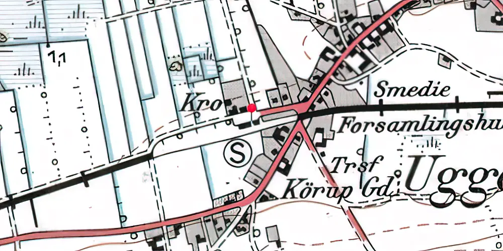 Historisk kort over Uggelhuse Station Historisk kort over Uggelhuse Station