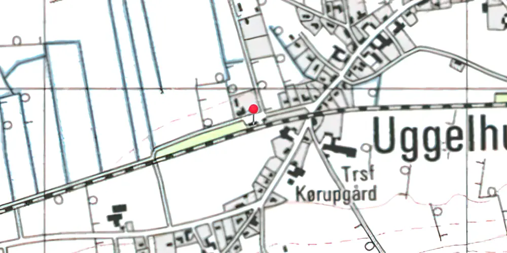 Historisk kort over Uggelhuse Station Historisk kort over Uggelhuse Station