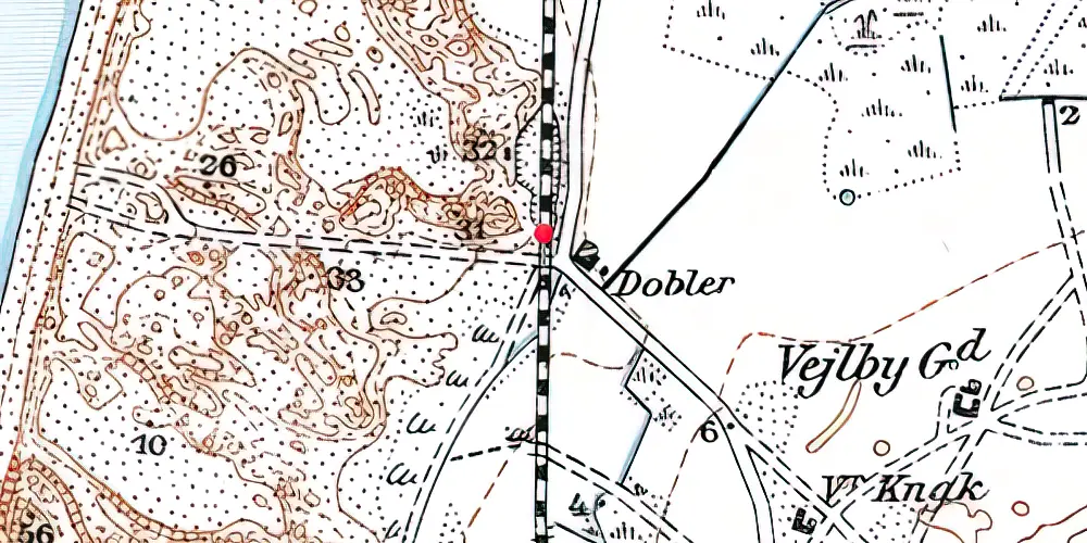 Historisk kort over Vejlby Nord Trinbræt