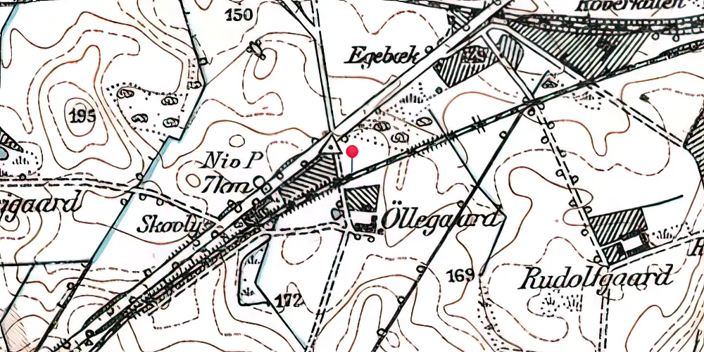 Historisk kort over Øllegårdsvej Trinbræt