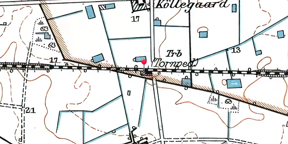 Historisk kort over Tornved Trinbræt Historisk kort over Tornved Trinbræt