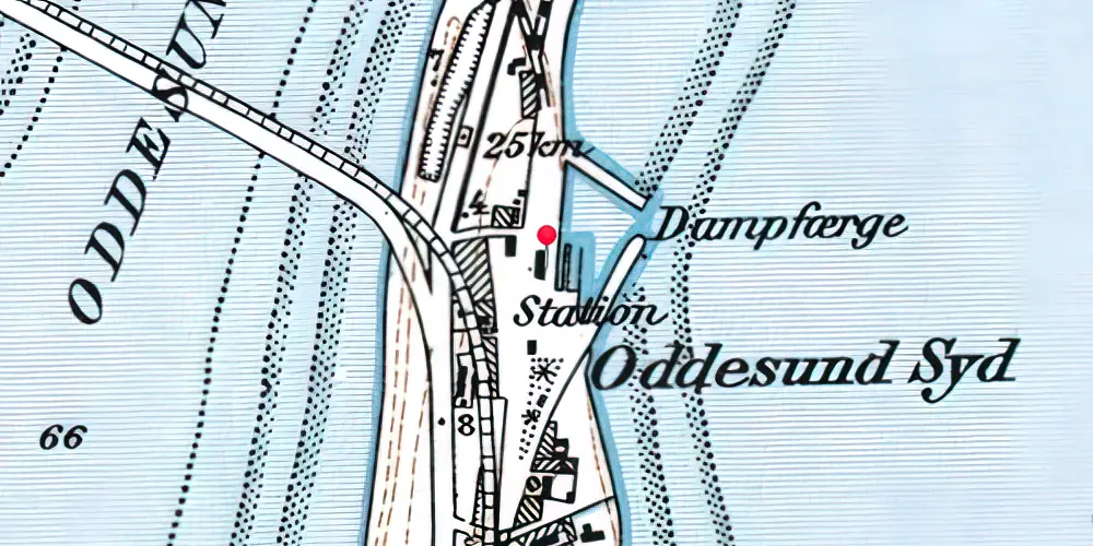 Historisk kort over Oddesund Syd Station Historisk kort over Oddesund Syd Station