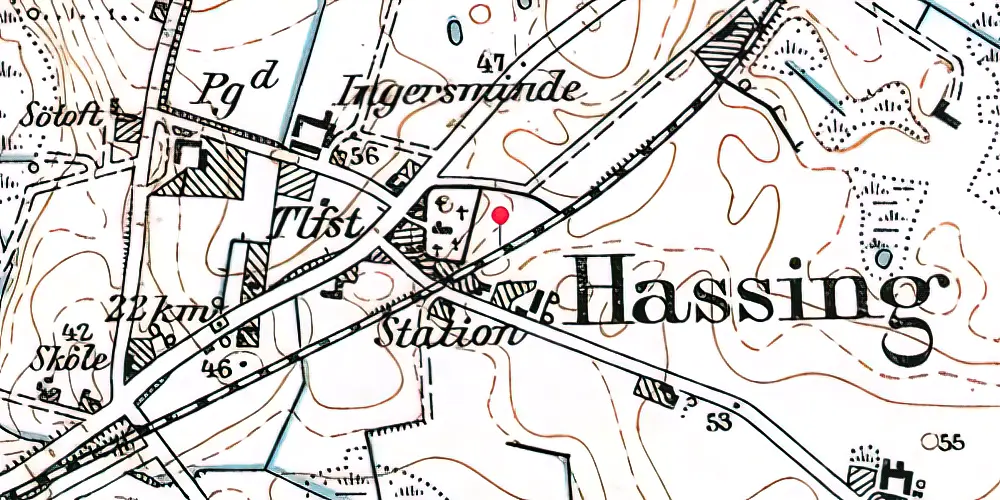 Historisk kort over Hassing Billetsalgssted Historisk kort over Hassing Billetsalgssted